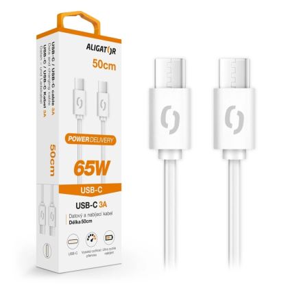 Aligator DATKP55 - USB-Kabel USB-C zu USB-C, 65 W Power Delivery, 0,5 m, weiß