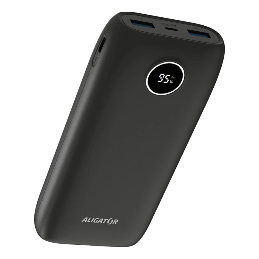 Aligator PBPD20BK - Batterie externe avec écran LCD, Power Delivery 20000 mAh / 20 W / 3,7 V, noir