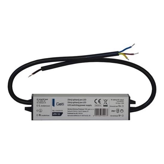 Alimentatore a commutazione per strisce LED 12W/12V IP67