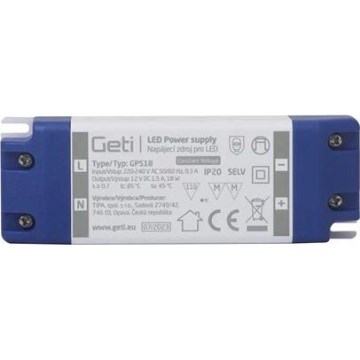 Alimentatore a commutazione per strisce LED 18W/12V IP20