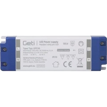 Alimentatore a commutazione per strisce LED 30W/12V IP20