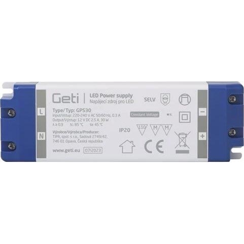 Alimentatore a commutazione per strisce LED 30W/12V IP20