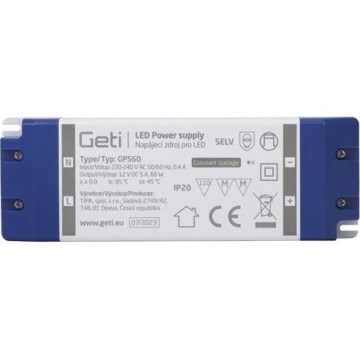 Alimentatore a commutazione per strisce LED 60W/12V IP20