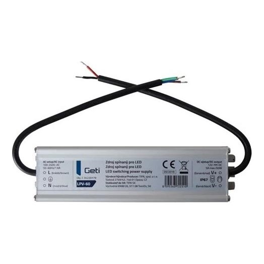 Alimentatore a commutazione per strisce LED 60W/12V IP67