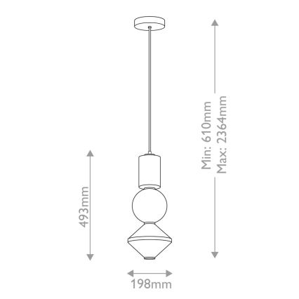 Alora Mood - Lampada a sospensione LED BIJOU con cavo, 20 W, 230 V, 3000 K, oro