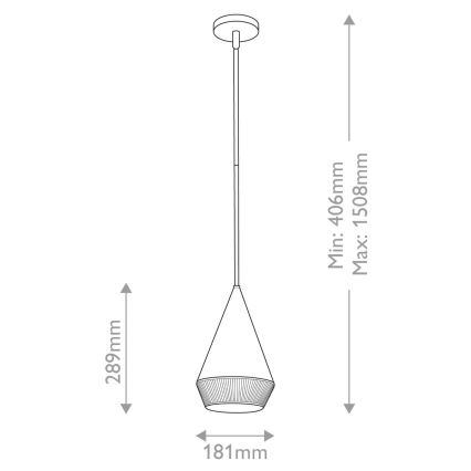 Alora Mood - Lampada a sospensione su asta DAPHNE 1xE27/60W/230V Ø 18,1 cm nero/marrone