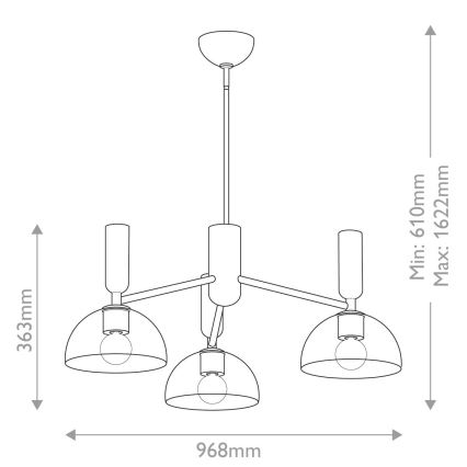 Alora Mood - Lampadario a stelo JUDE 3xE27/60W/230V nero