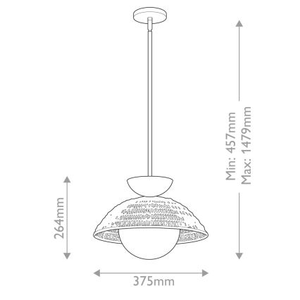 Alora Mood - Pendelleuchte mit Stange PERTH 1xE27/60W/230V Ø 37,5 cm goldfarben