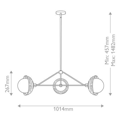 Alora Mood - Lustre sur tige PERTH 3xE14/40W/230V doré