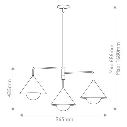 Alora Mood - Lustre sur tige REMYCK 3xE27/60W/230V doré