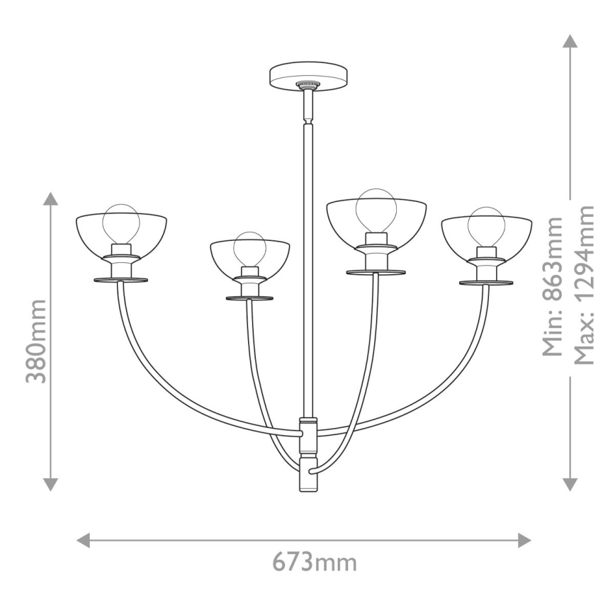 Alora Mood - Lampadario a stelo SYLVIA 4xE14/40W/230V nero