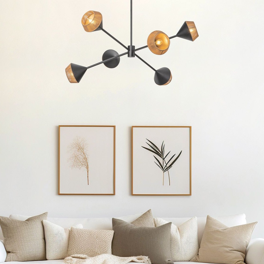 Alora Mood - Lampadario a stelo DAPHNE 6xE14/40W/230V nero/marrone