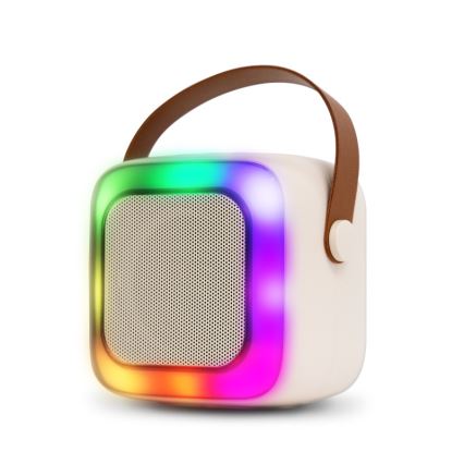 CONNECT IT CSP-1010-BG - Altoparlante LED RGB con 2 microfoni wireless 2Mic 5W/1200 mAh + 2x 400 mAh crema/oro