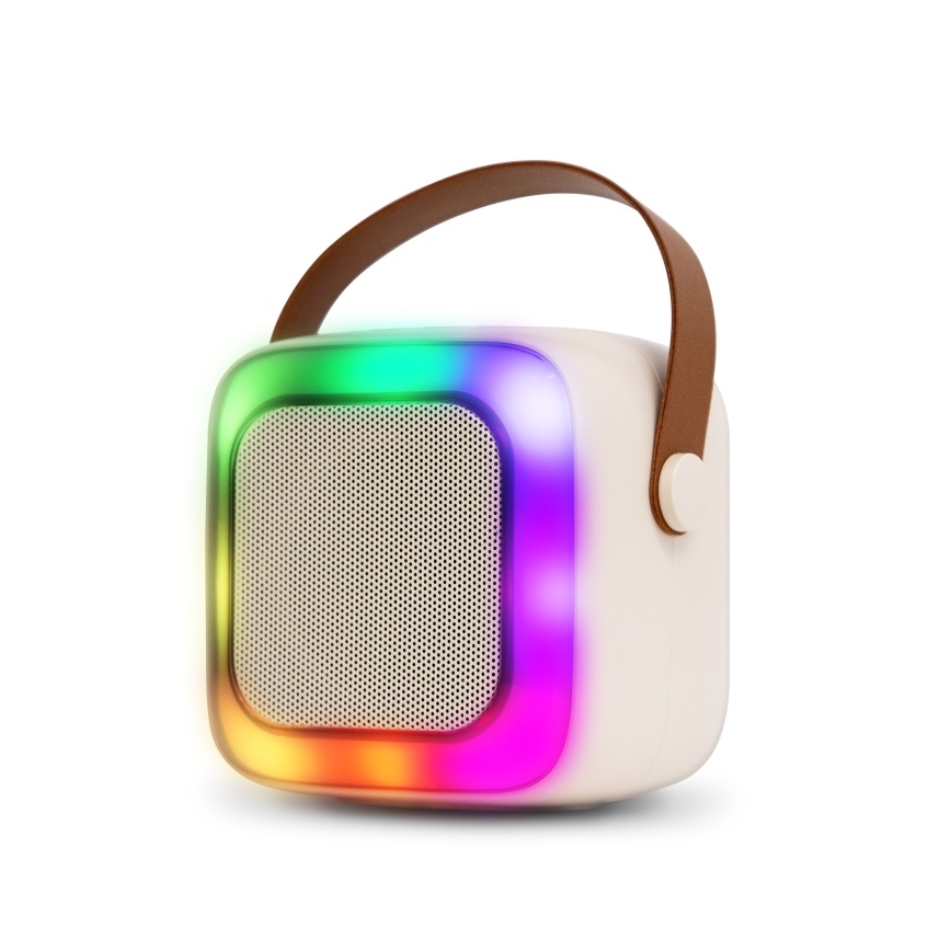 CONNECT IT CSP-1010-BG - Altoparlante LED RGB con 2 microfoni wireless 2Mic 5W/1200 mAh + 2x 400 mAh crema/oro