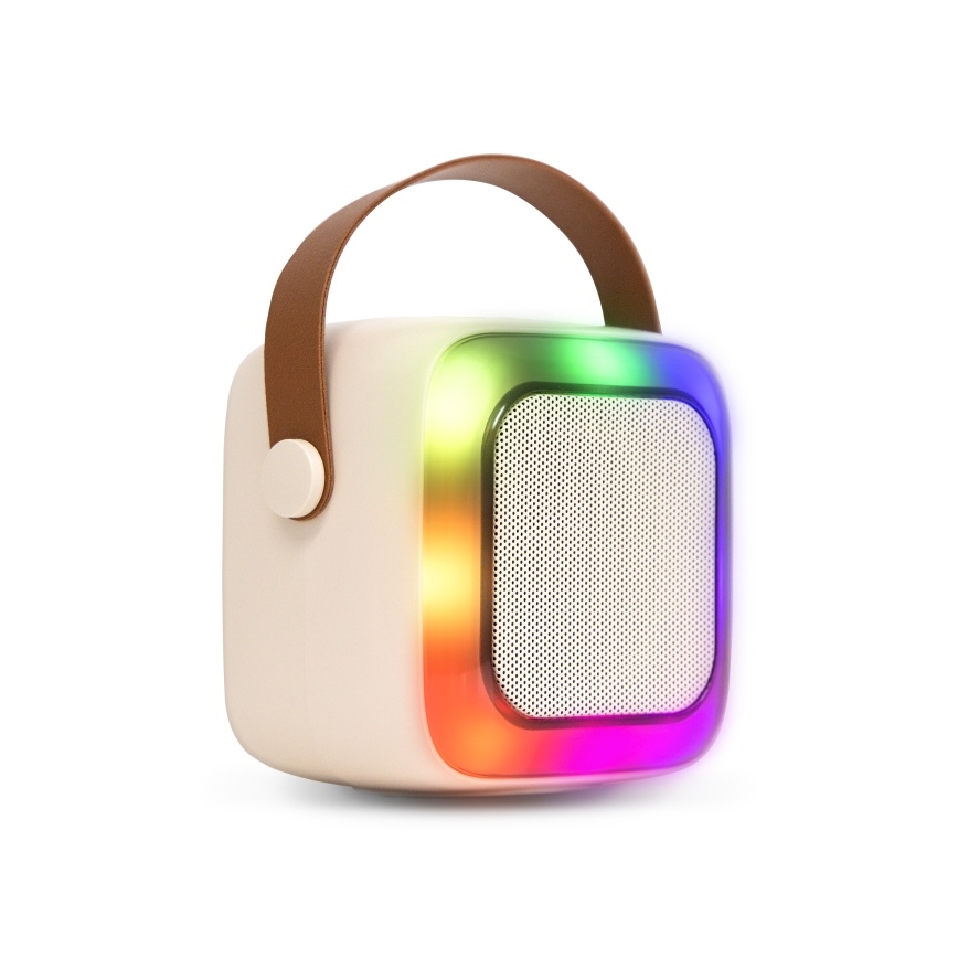 CONNECT IT CSP-1010-BG - Altoparlante LED RGB con 2 microfoni wireless 2Mic 5W/1200 mAh + 2x 400 mAh crema/oro