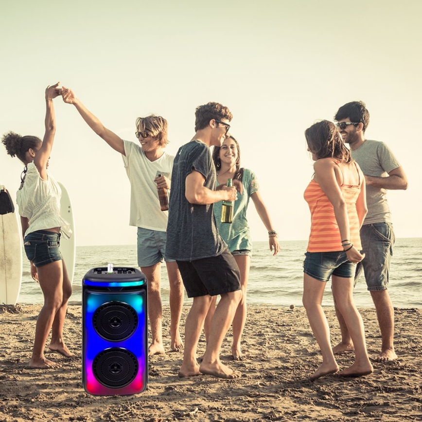 Altoparlante LED RGB ricaricabile con microfono 400W/2400 mAh + telecomando