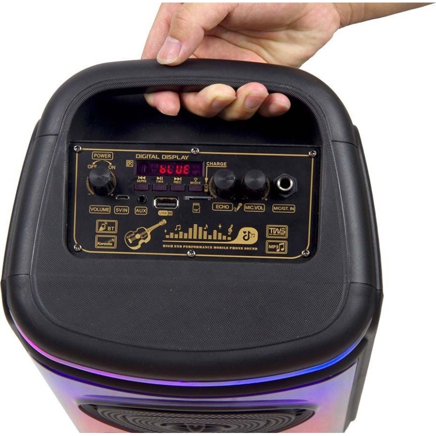 Altoparlante LED RGB ricaricabile con microfono 400W/2400 mAh + telecomando