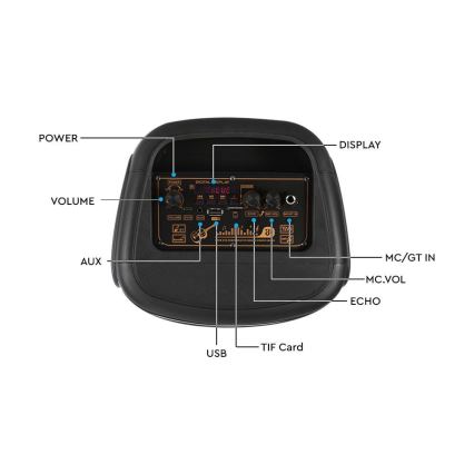 Altoparlante LED RGB ricaricabile con microfono 400W/2400 mAh + telecomando