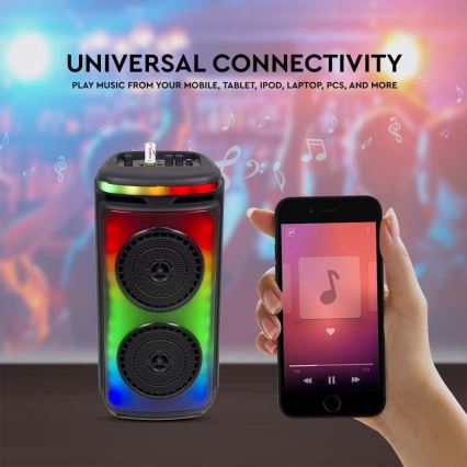 Altoparlante LED RGB ricaricabile con microfono 400W/2400 mAh + telecomando