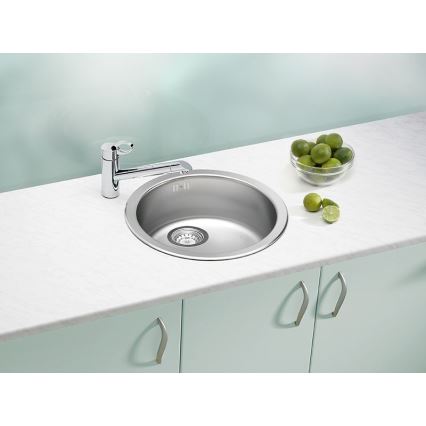 ALVEUS 1084837 - Lavello della cucina FORM diametro 45 cm opaco acciaio/satin, uscita grande