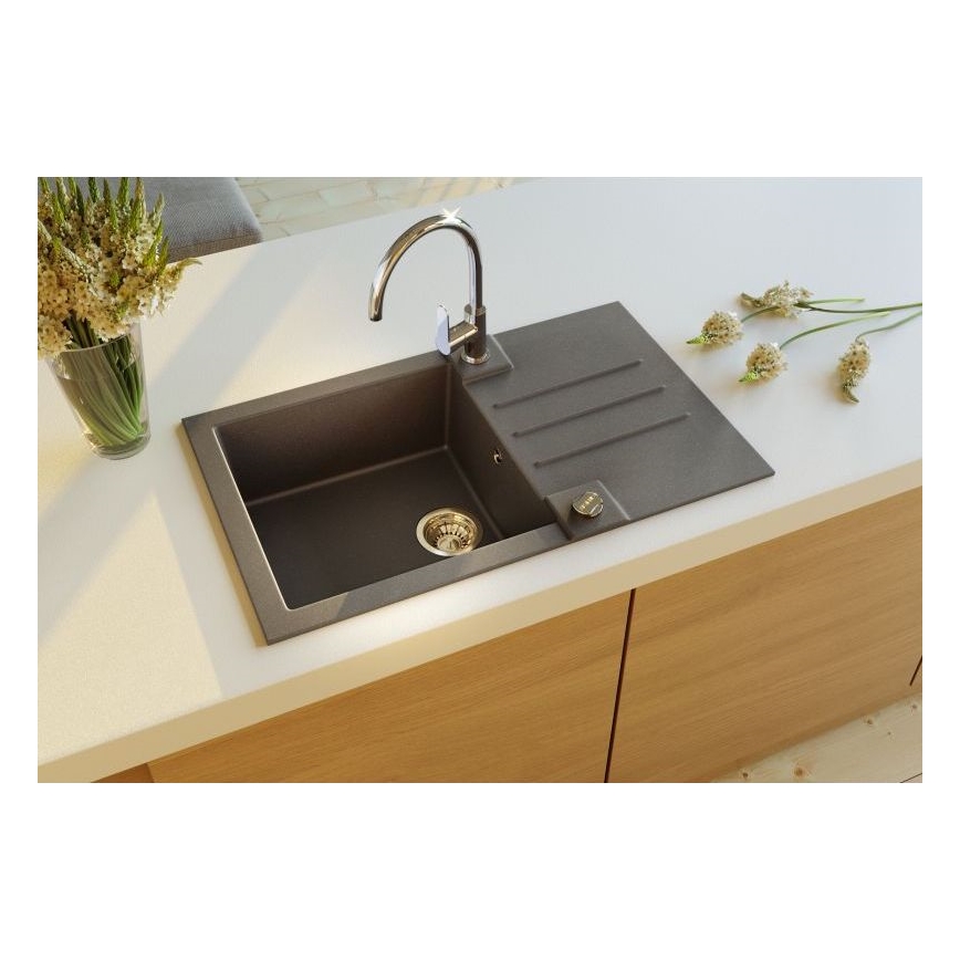 ALVEUS 1090942 - Lavello della cucina ROCK 78x48 cm granito/nero
