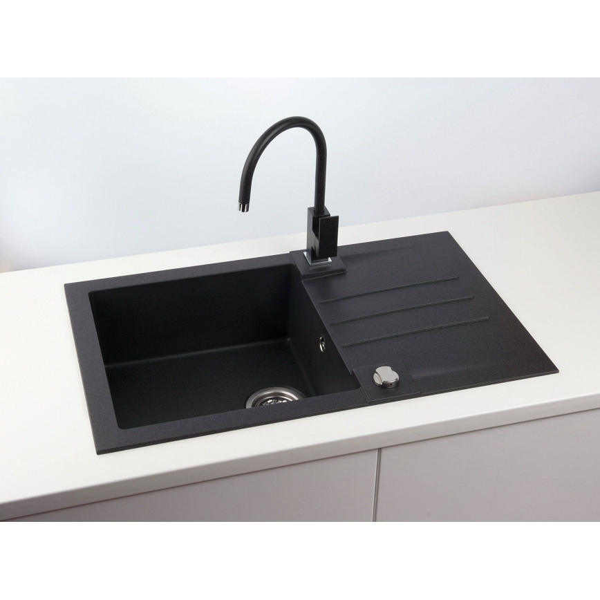 ALVEUS 1090942 - Lavello della cucina ROCK 78x48 cm granito/nero