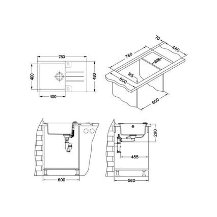 ALVEUS 1090944 - Lavello della cucina ROCK 78x48 cm granito/bianco