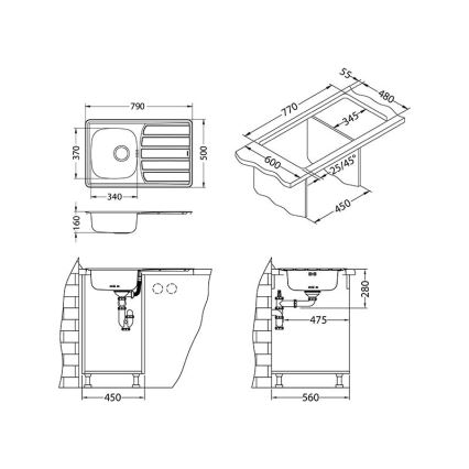 ALVEUS 1098938 - Lavello della cucina ZOOM 79x50 cm satin, per montaggio superiore