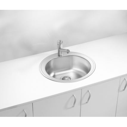 ALVEUS 1116756 - Lavello della cucina FORM diametro 51 cm opaco acciaio/satin, profondità 18,5 cm
