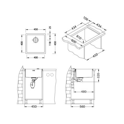 ALVEUS 1122689 - Évier de cuisine QUADRIX 45x45 cm monarch cuivre