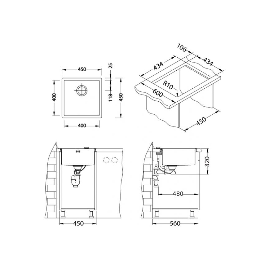 ALVEUS 1122689 - Évier de cuisine QUADRIX 45x45 cm monarch cuivre