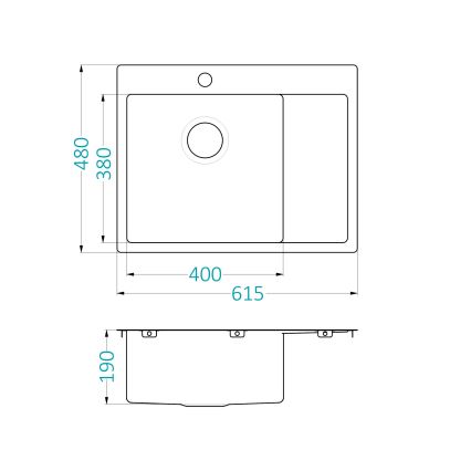 ALVEUS 1124383 - Lavello della cucina QUARTO 61,5x48 cm raso