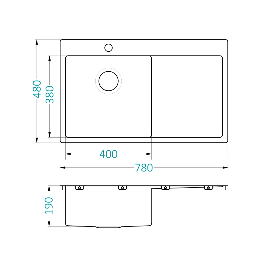 ALVEUS 1124384 - Spülbecken QUARTO 78x48 cm Satin