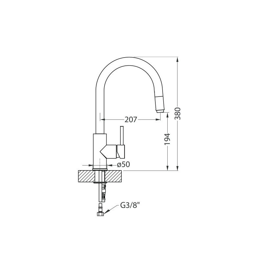 ALVEUS 1129021 - Rubinetto da cucina con doccetta estraibile DELOS 38 cm cromo lucido