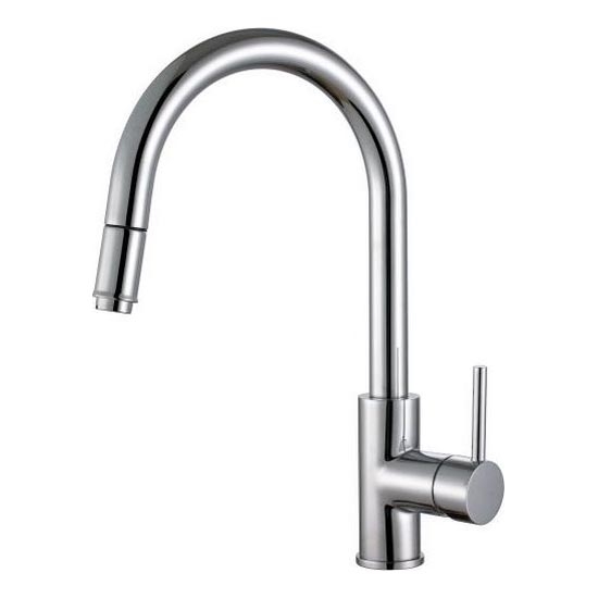 ALVEUS 1129021 - Rubinetto da cucina con doccetta estraibile DELOS 38 cm cromo lucido