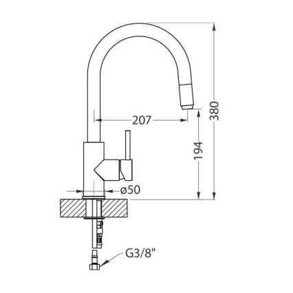 ALVEUS 1129022 - Robinet d'évier avec douchette extractible DELOS 38 cm granit/noir