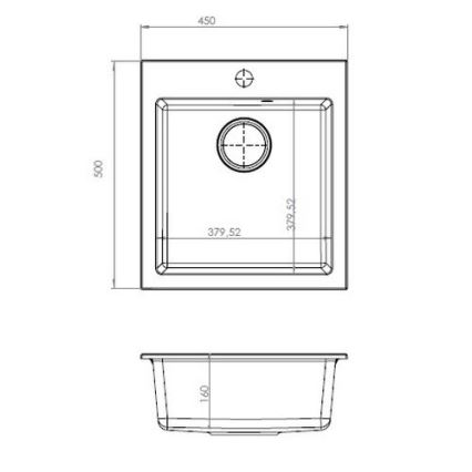ALVEUS 1133432 - Lavello della cucina CORTINA 50x45 cm granito/nero