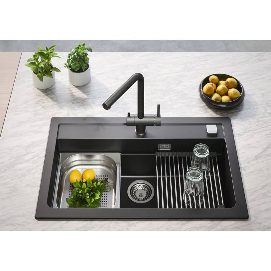 ALVEUS 1139808 - Rubinetto per lavello AGUILA 33,3 cm granito/nero