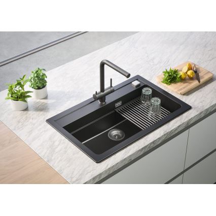 ALVEUS 1139808 - Rubinetto per lavello AGUILA 33,3 cm granito/nero
