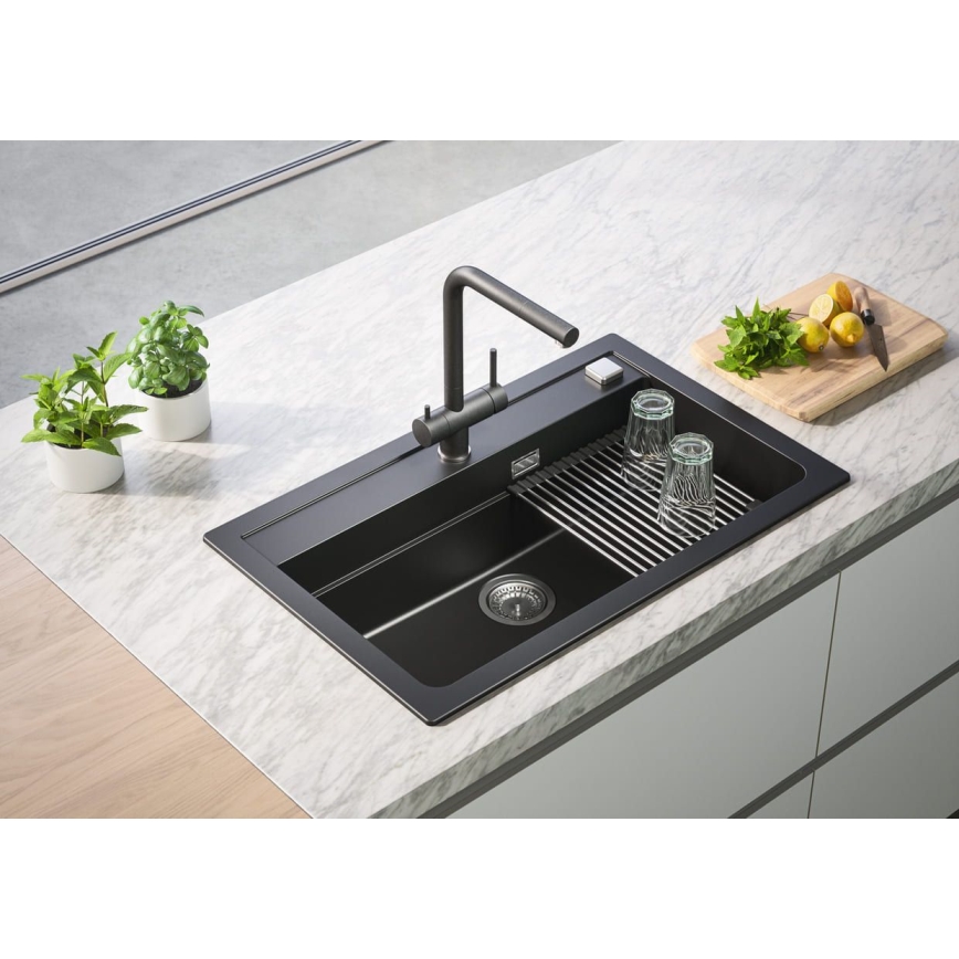 ALVEUS 1139808 - Rubinetto per lavello AGUILA 33,3 cm granito/nero