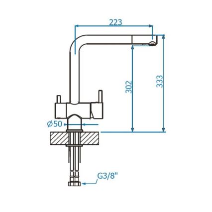 ALVEUS 1139808 - Rubinetto per lavello AGUILA 33,3 cm granito/nero