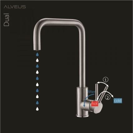 ALVEUS 1139811 - Rubinetto per lavello DUAL 37 cm granito/beige