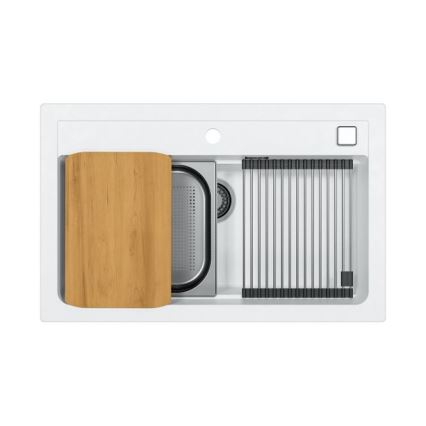 ALVEUS 1140443 - Lavello della cucina ATROX 79x50 cm granito/bianco