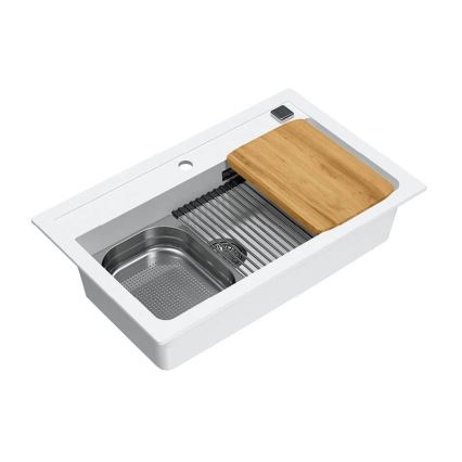 ALVEUS 1140443 - Lavello della cucina ATROX 79x50 cm granito/bianco