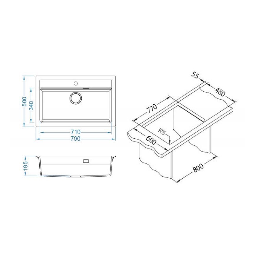 ALVEUS 1140445 - Lavello della cucina ATROX 79x50 cm granito/beige