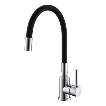 ALVEUS 1144427 - Wasserhahn/Armatur mit flexiblem Arm MINTAS 34 cm glänzendes Chrom/schwarz