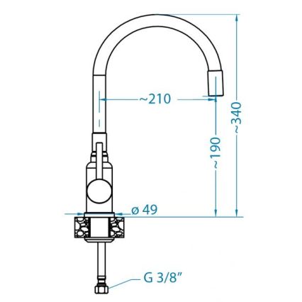 ALVEUS 1144432 - Rubinetto per lavello con braccio flessible MINTAS 34 cm pettinato acciaio/nero