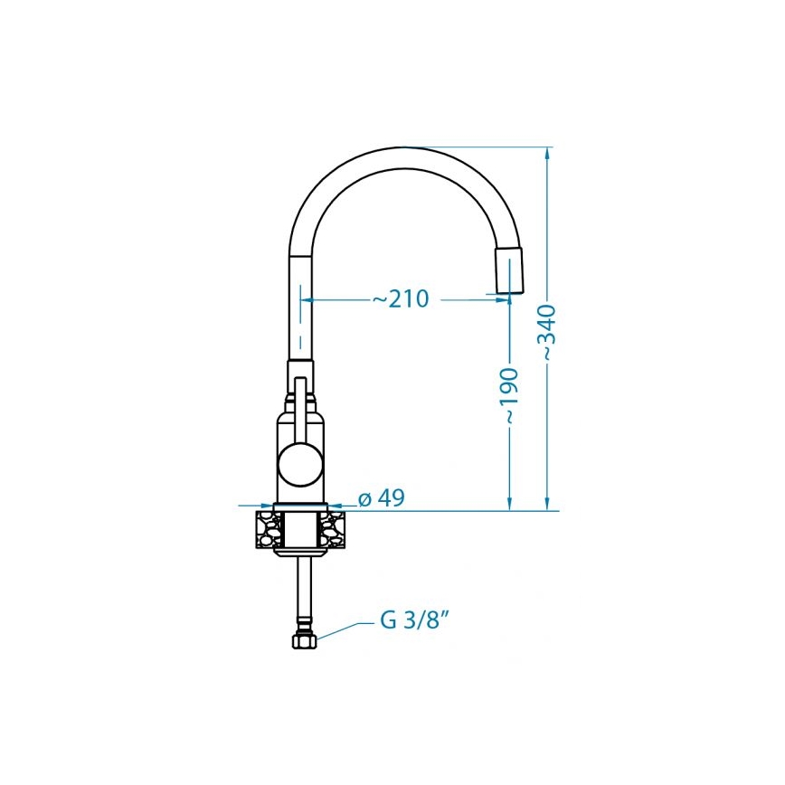 ALVEUS 1144432 - Rubinetto per lavello con braccio flessible MINTAS 34 cm pettinato acciaio/nero