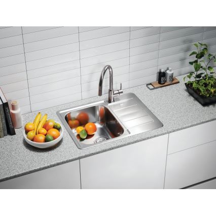 ALVEUS 1144603 - Lavello della cucina LINE 61,5x50 cm opaco acciaio/satin, senza eccentrico