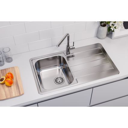 ALVEUS 1144640 - Lavello della cucina LINE 86x50 cm opaco acciaio/satin, senza eccentrico